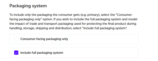 Option to model the full packaging system