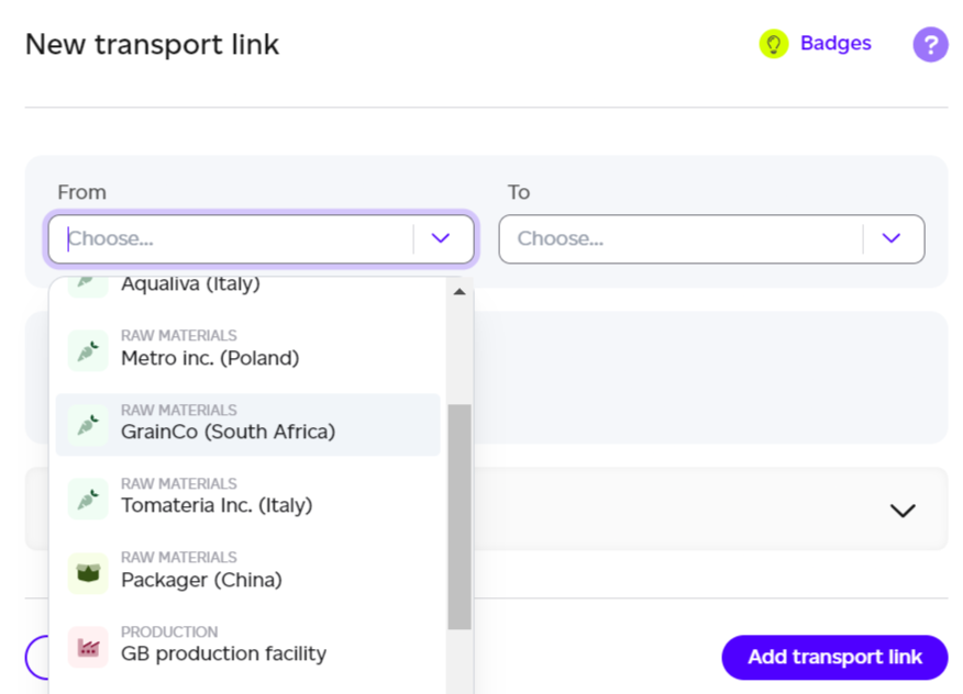 Transport mode and distance configuration