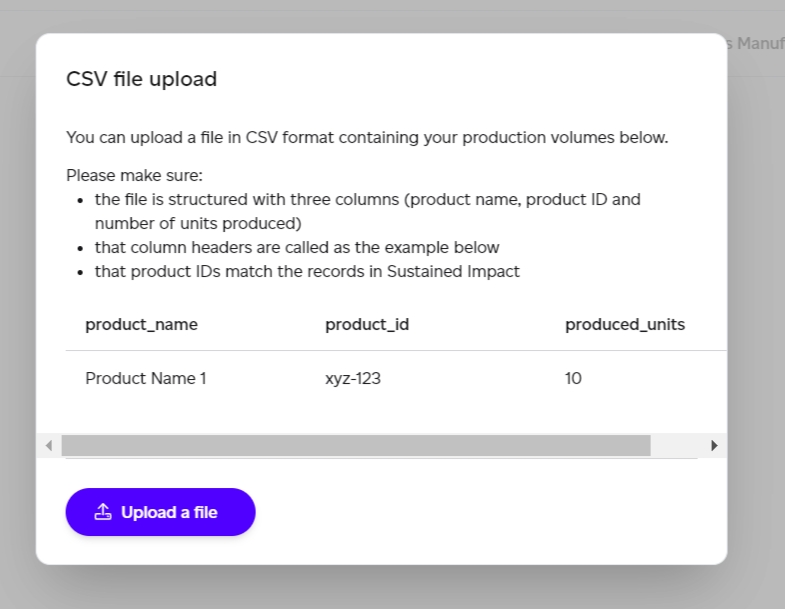 Uploading a CSV file to create a forecast.