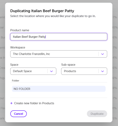 Duplicate product record menu option
