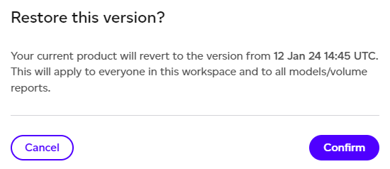Confirming restoration of an earlier version