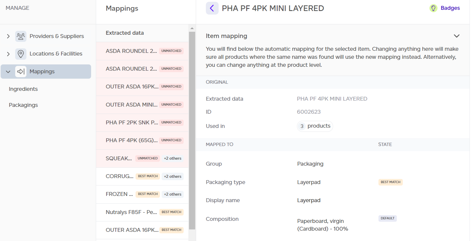 Editing a data mapping interface