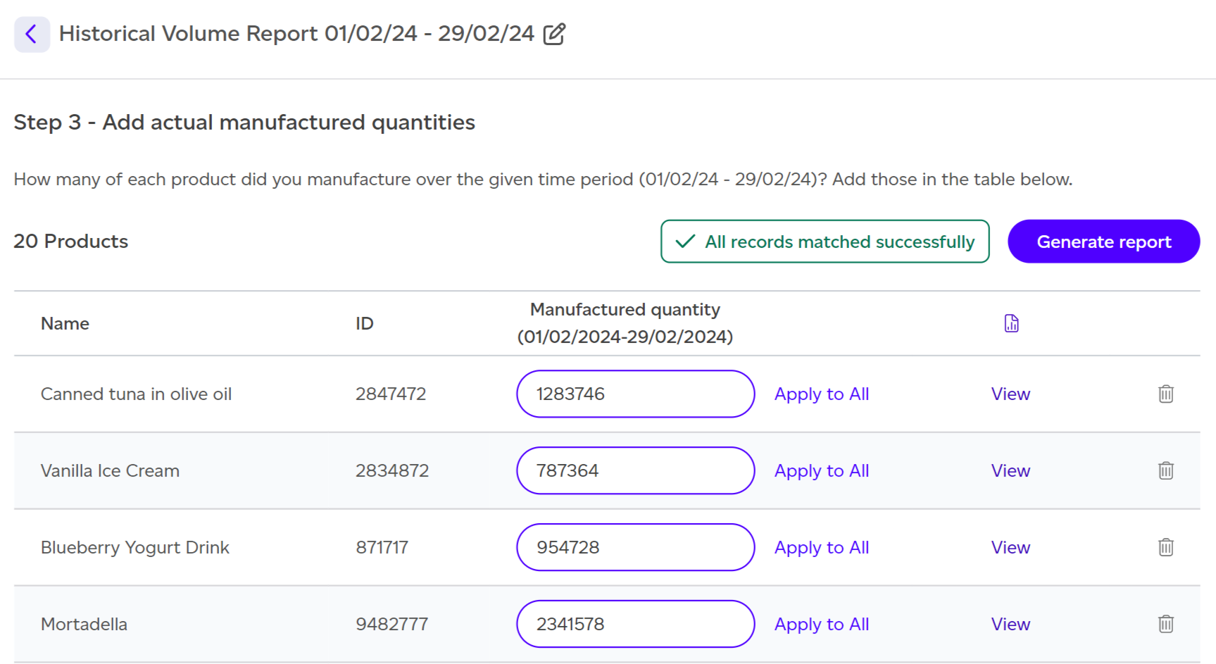 Generate report step after importing the file.