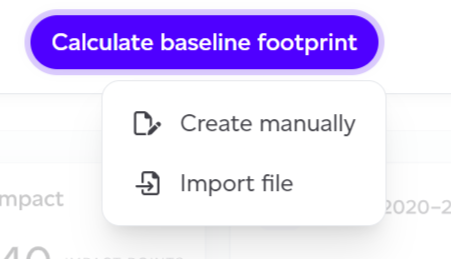 Two options for creating a baseline: create manually or upload a CSV file.