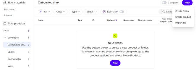 Create folder button location