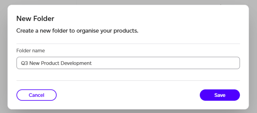 Folder name entry modal