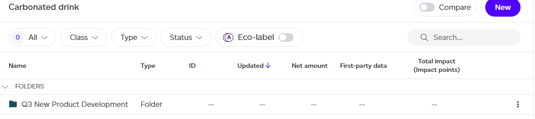 New folder shown in the products list