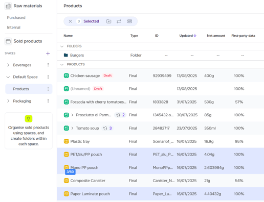 Shift-selecting multiple products
