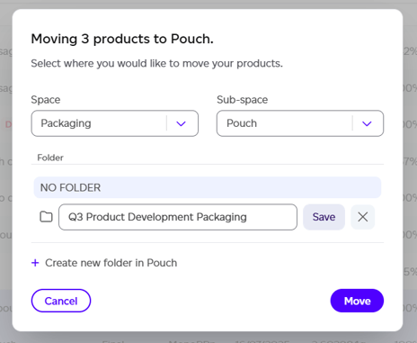 Move products destination modal