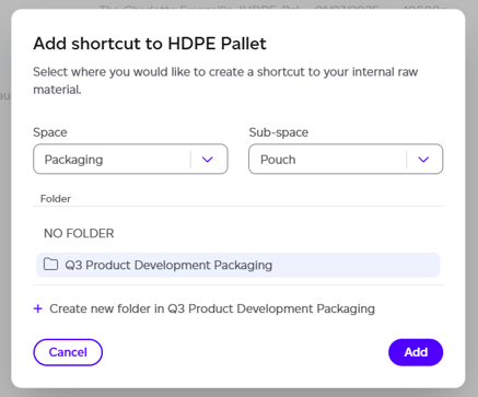 Shortcut destination selection modal