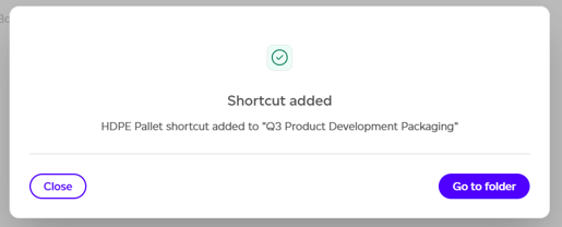 Shortcut creation confirmation